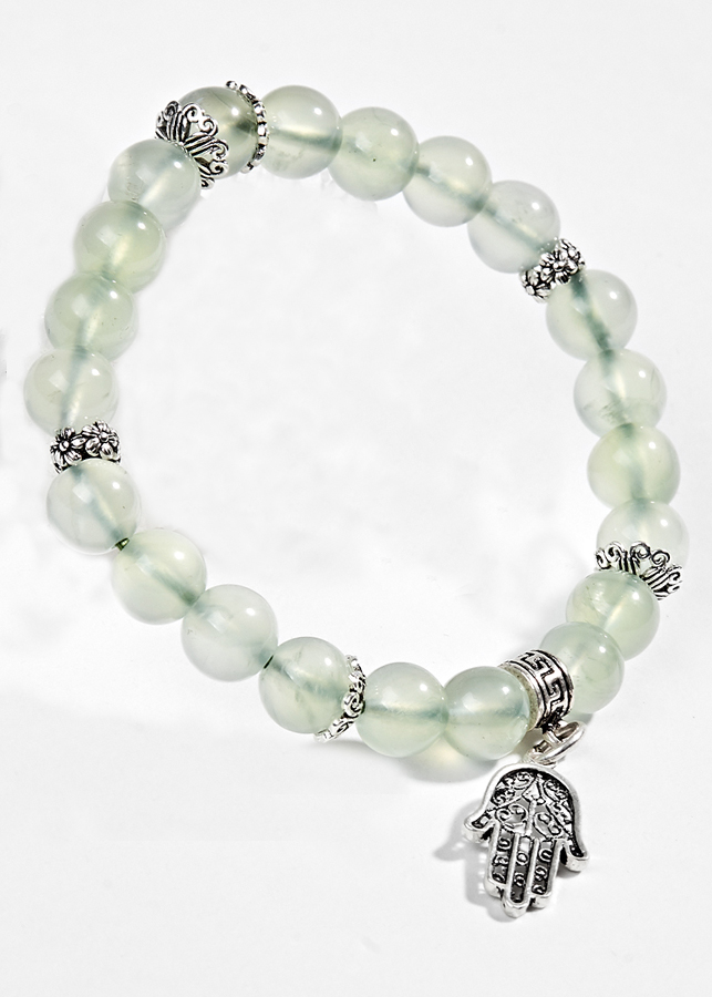 Vòng Thạch Anh Xanh Phối Charm Bạc
