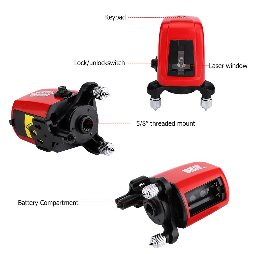 FC435 Mini Portable 360 Degree Self-leveling Laser Line 2 Line 1 Dot Horizonatal Vertical Red Line Laser Level