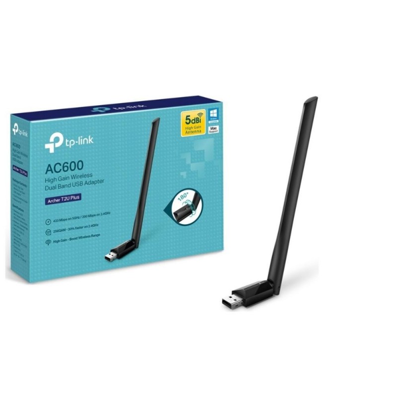 USB Thu Sóng Wifi Tp-Link Archer T2U Plus Băng Tần Kép Chuẩn AC Tốc Độ 600Mbps - Hàng Chính Hãng