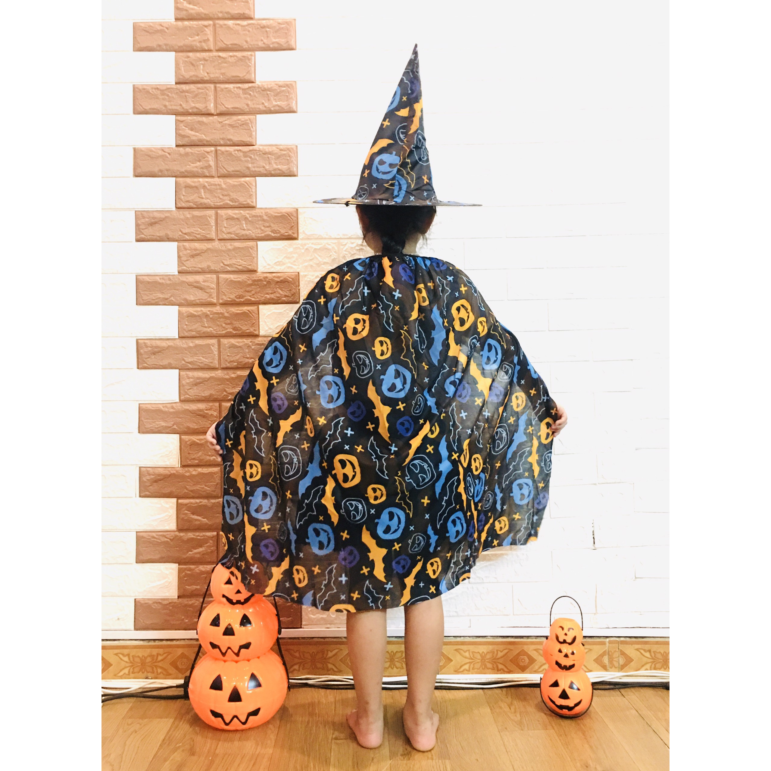 SET Áo choàng phù thuỷ kèm mũ hoá trang Halloween loại dày đẹp