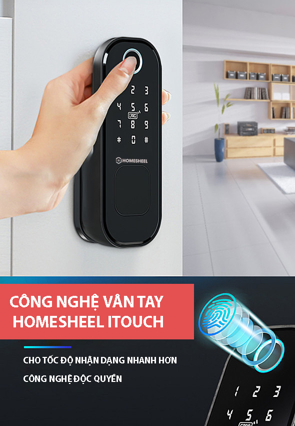 Khóa vân tay Smart Lockdoor Homesheel L8 - Hàng chính hãng