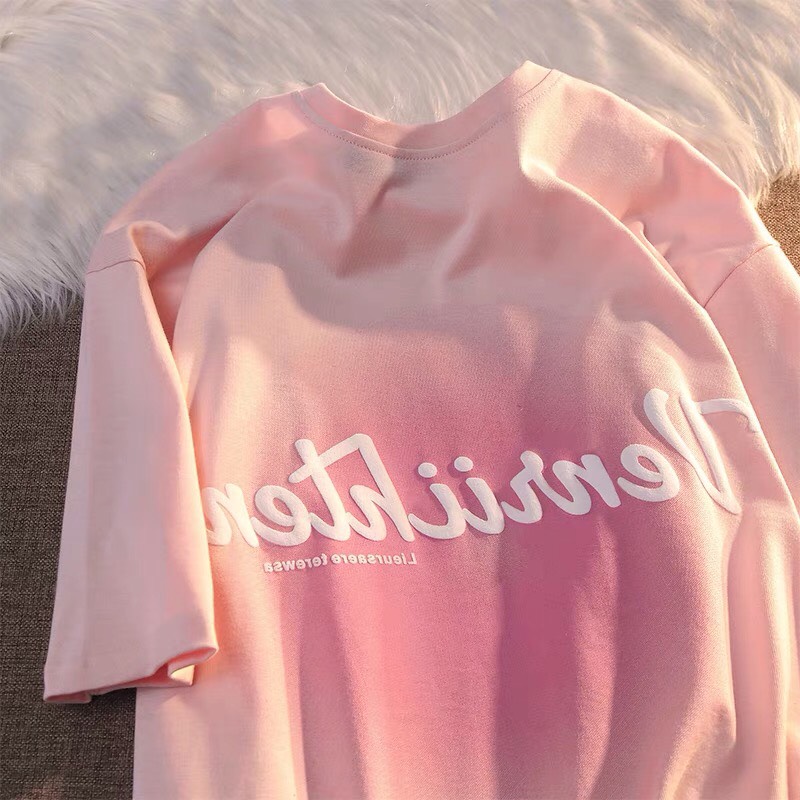 Áo thun tay lỡ form rộng - phông nam nữ cotton oversize - T shirt hồng pastel a - 2N Unisex