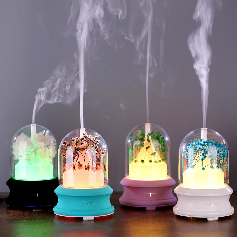 Máy khuếch tán tinh dầu tạo ẩm phun sương 100mL, có đèn LED nhiều màu sắc