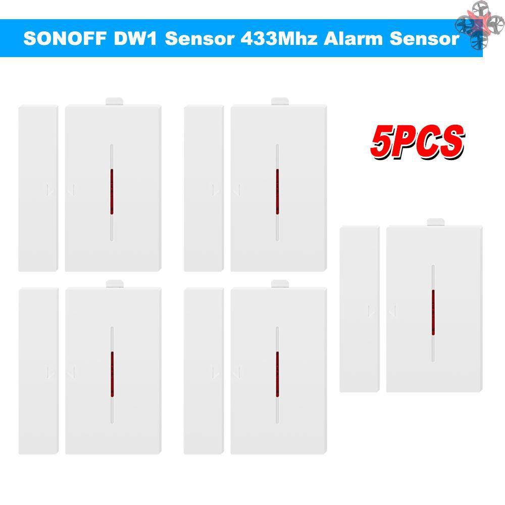 CTOY 5PCS SONOFF DW1 Sensor 433Mhz Door Window Alarm Sensor Wireless Automation Anti-Theft Alarm Compatible With RF Bridge For Smart Home Security Alarm System