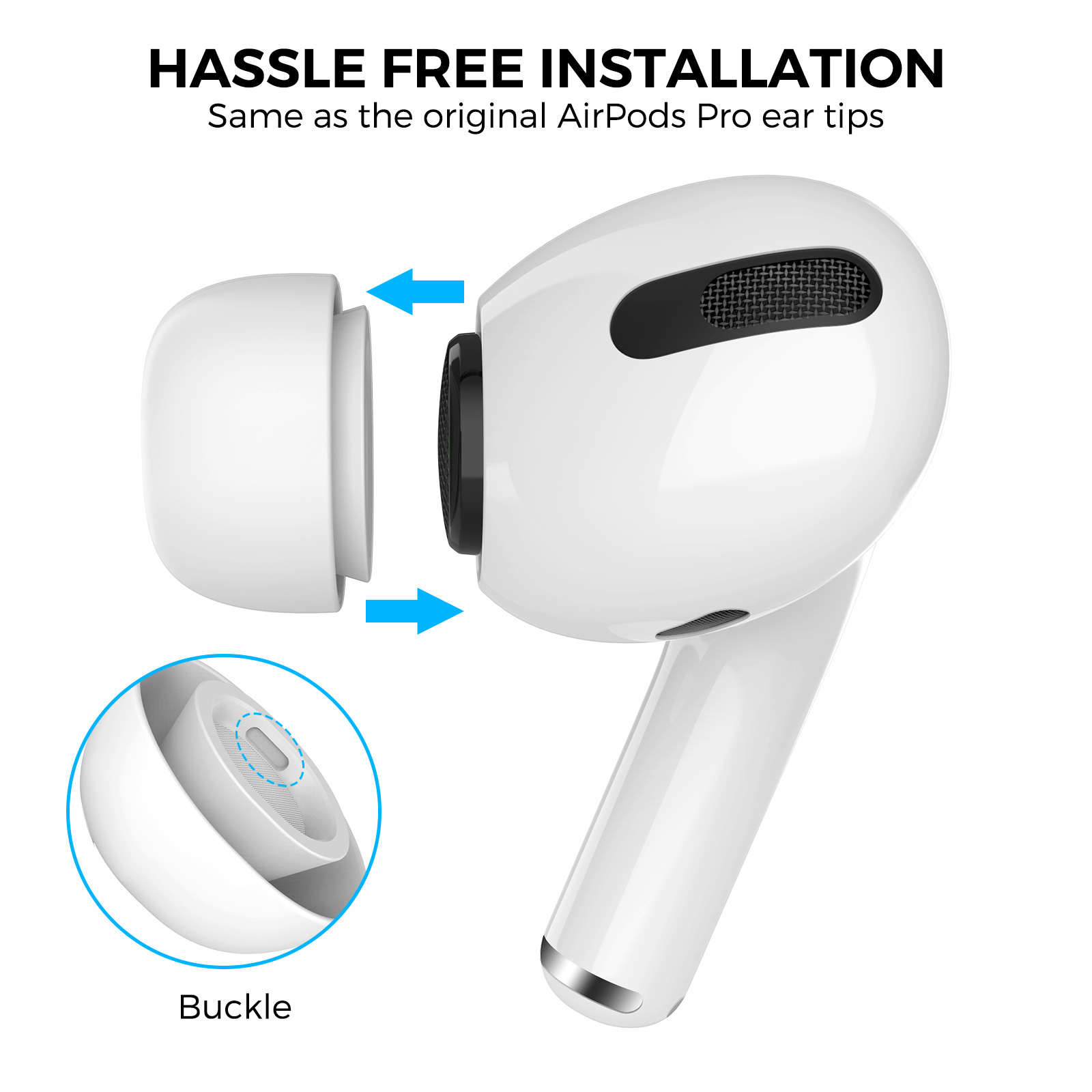 Nút Tai Nghe Silicone chống trượt, cách ly tiếng ồn, lỗ giảm áp lực cho AirPods Pro 1/2 (Bộ 2 Cặp) - Hàng Chính Hãng