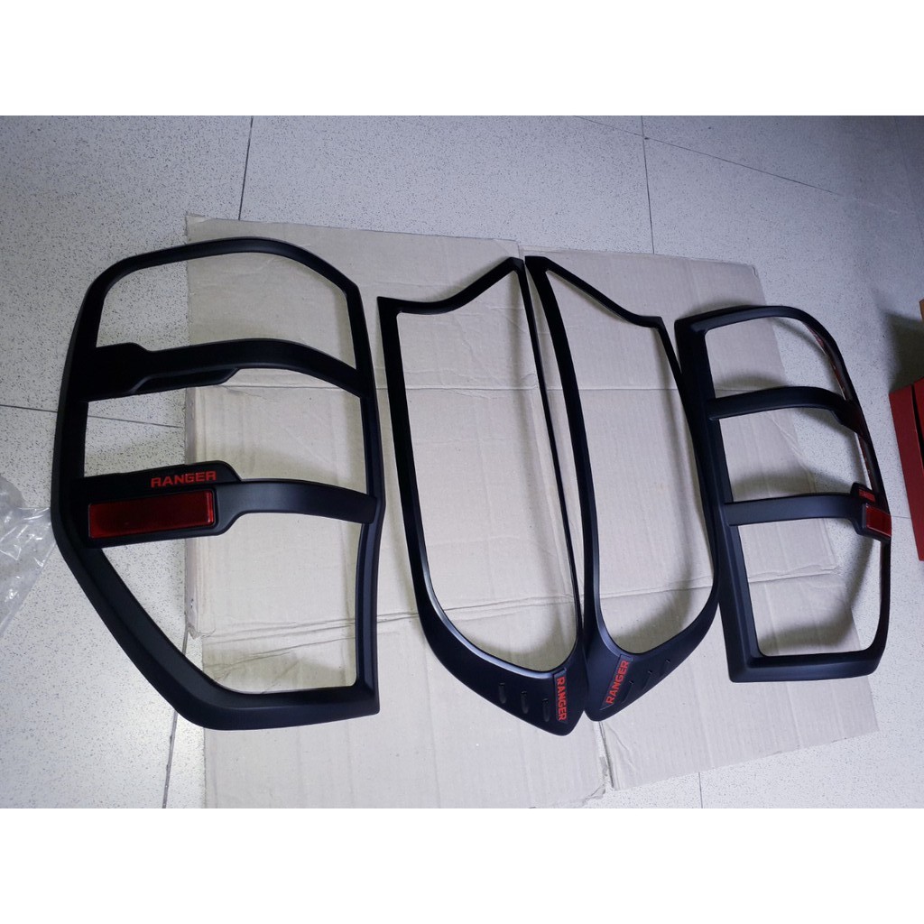 Ốp viền đèn pha, hậu xe Ford Ranger 2015 2016- 2017 2018 2019 2020 2021 nhựa đen cao cấp