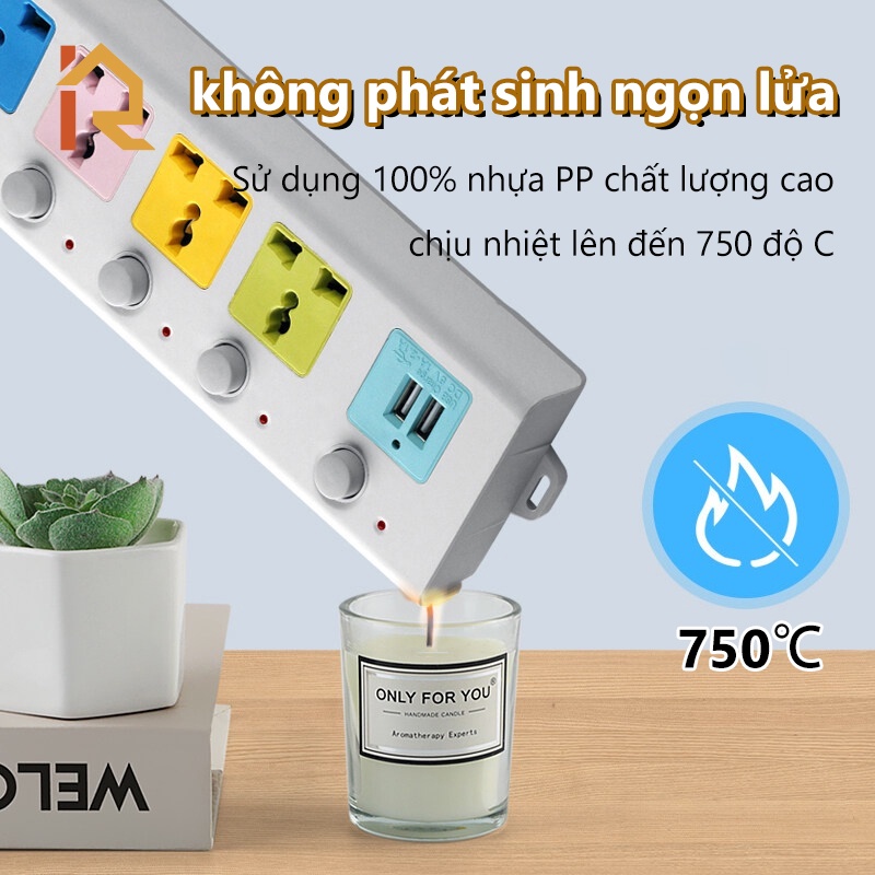 Ổ cắm điện đa năng 7 Cổng Sạc USB 2 Cáp USB 3 Và 5M Dây Cáp Dày Chất Lượng Cao 100% Chính Hãng 2023New