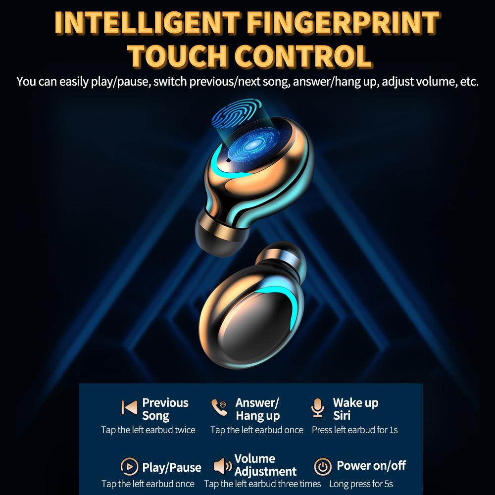 F9-5C BT5.0 True Wireless Headphones In-ear Sports Earbuds with Intelligent Fingerprint Touch Control