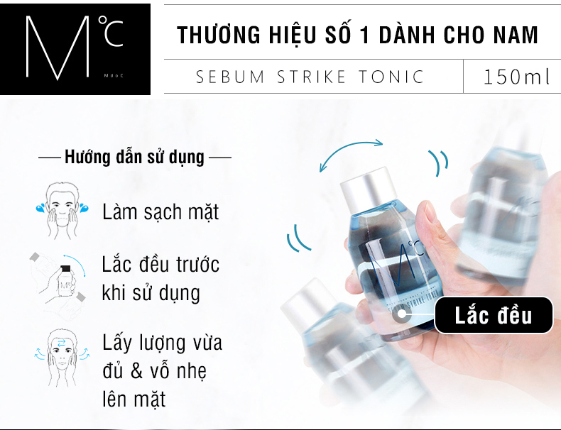 Nước hoa hồng MdoC Sebum Strike Toner Toner dành cho nam kiềm dầu 150ml JN-MTN02