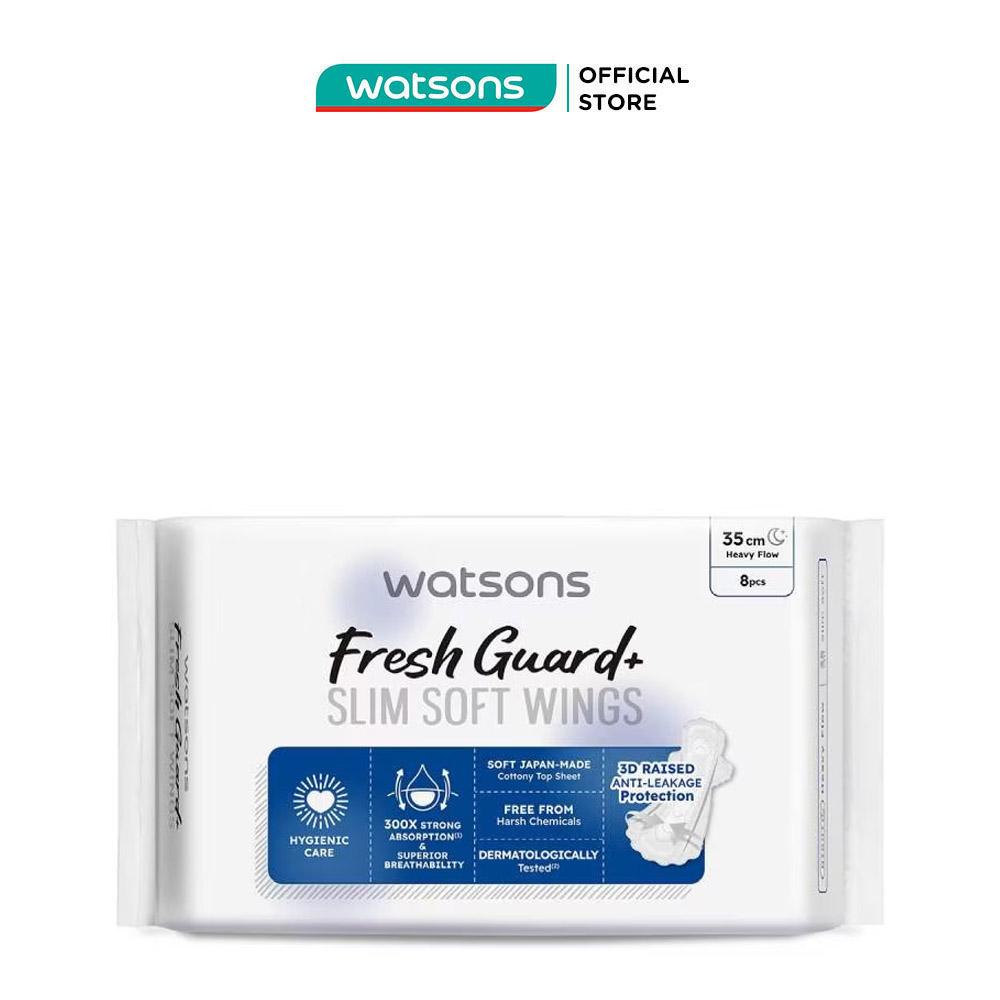 Băng Vệ Sinh Ban Đêm Mỏng Có Cánh Watsons Fresh Guard+ 35cm 8 Miếng