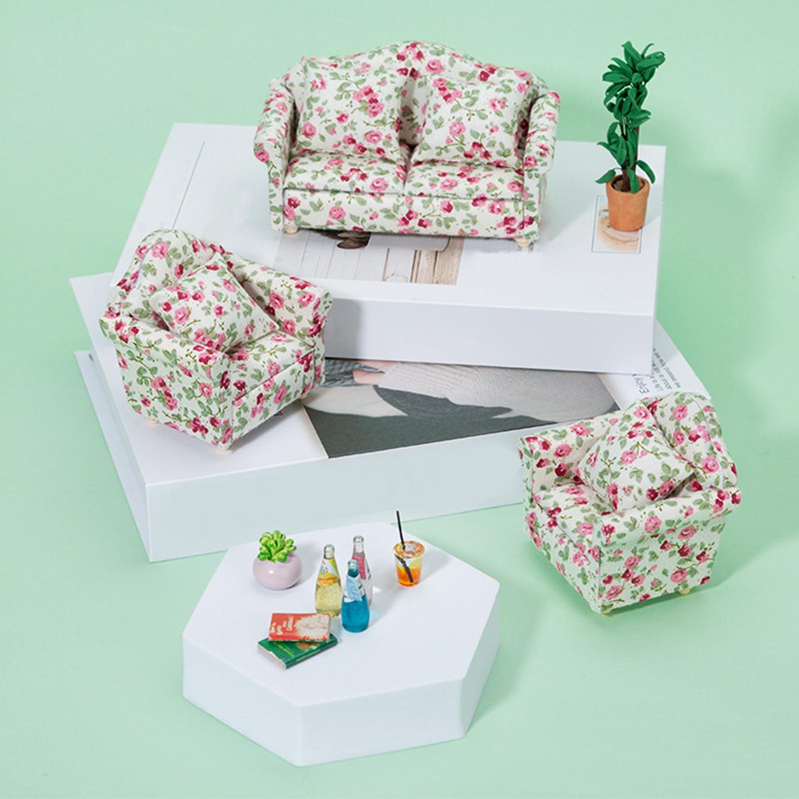 1:12 Dollhouse Sofa Set Dolls House Furniture Decor for Bedroom Living Room