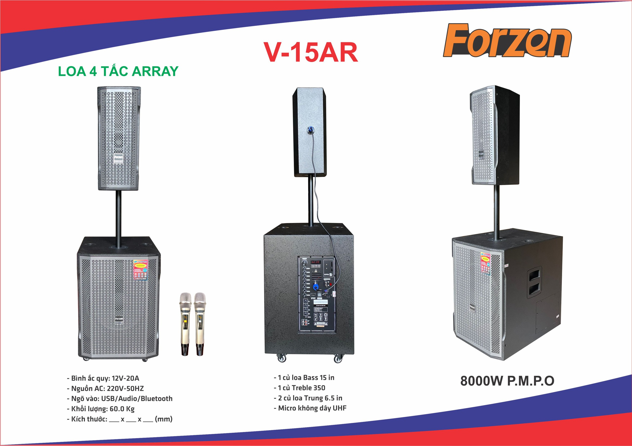 Loa kéo Array Forzen V-15AR (4 Tấc gỗ) Hàng chính hãng