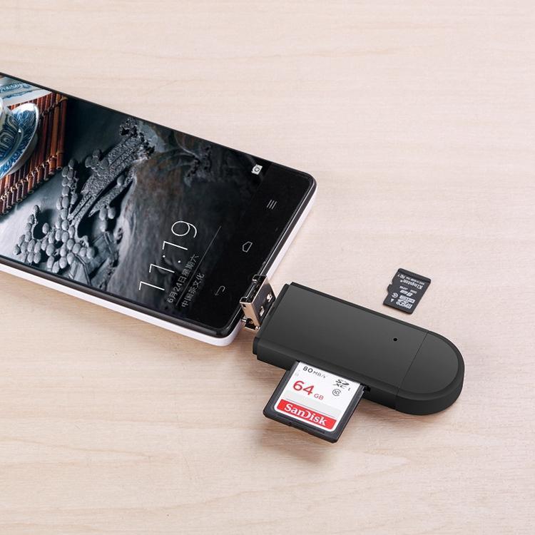 Đầu đọc thẻ OTG 3 trong 1 hỗ trợ cắm thẻ Micro SD/thẻ SD/USB /thẻ TF /SD tiện dụng