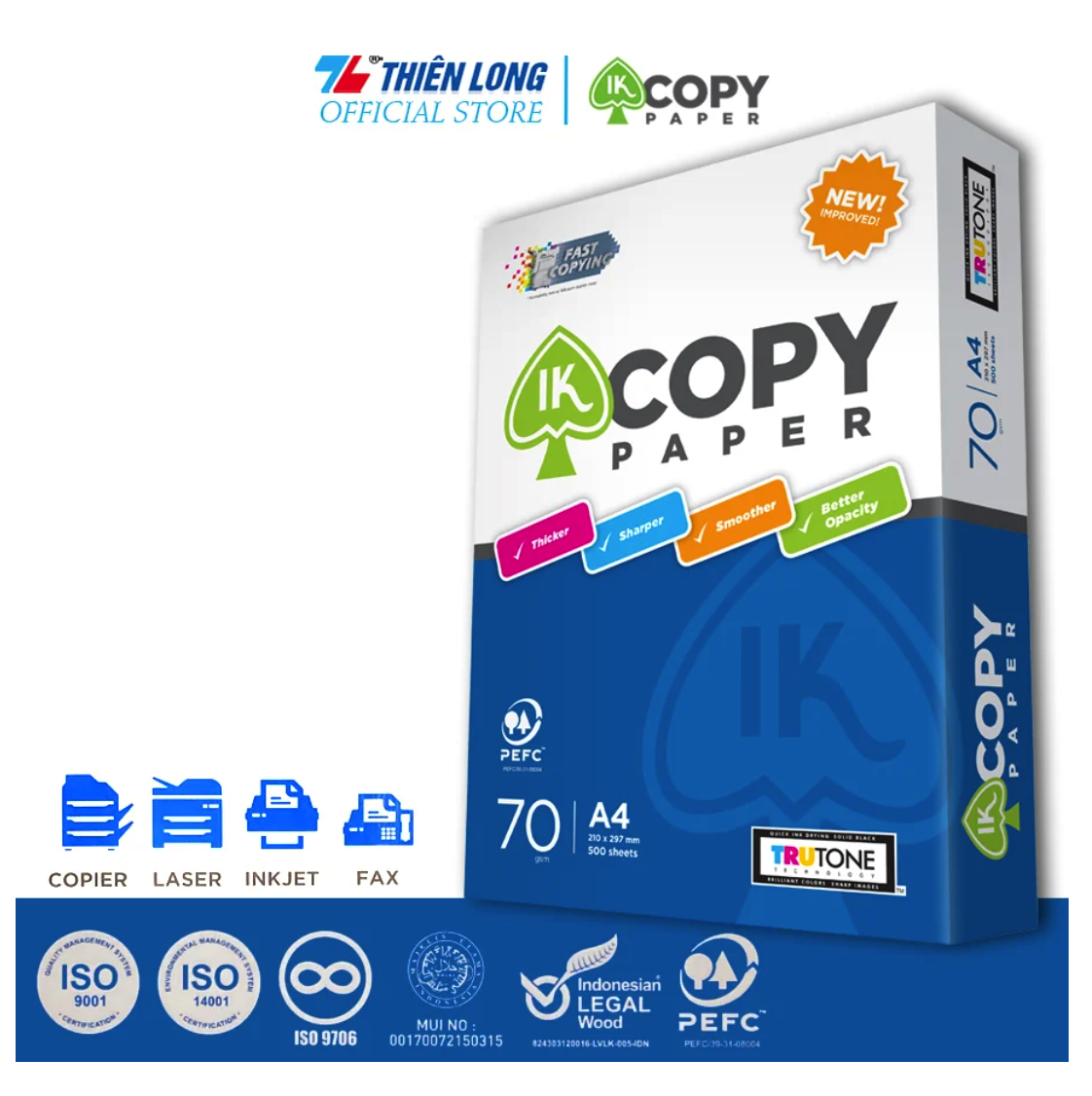 Combo 5 Ream Giấy Flexoffice A4 70 gsm - IK COPY PP-02 (500 TỜ/REAM)