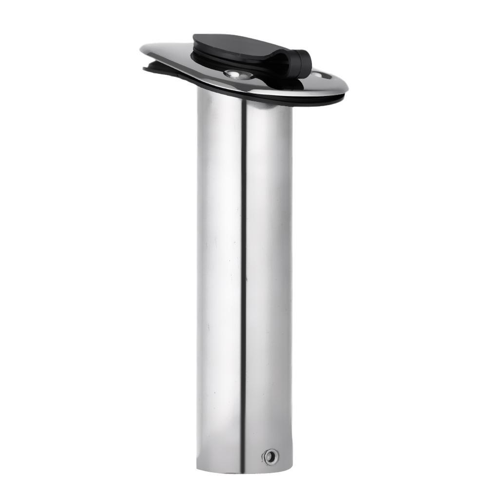 Flush Mount Fishing Boat Rod Holder Bracket with Cap Cover, Kayak Box Fishing Tackle Accessory Tool, Set of 2, Silver