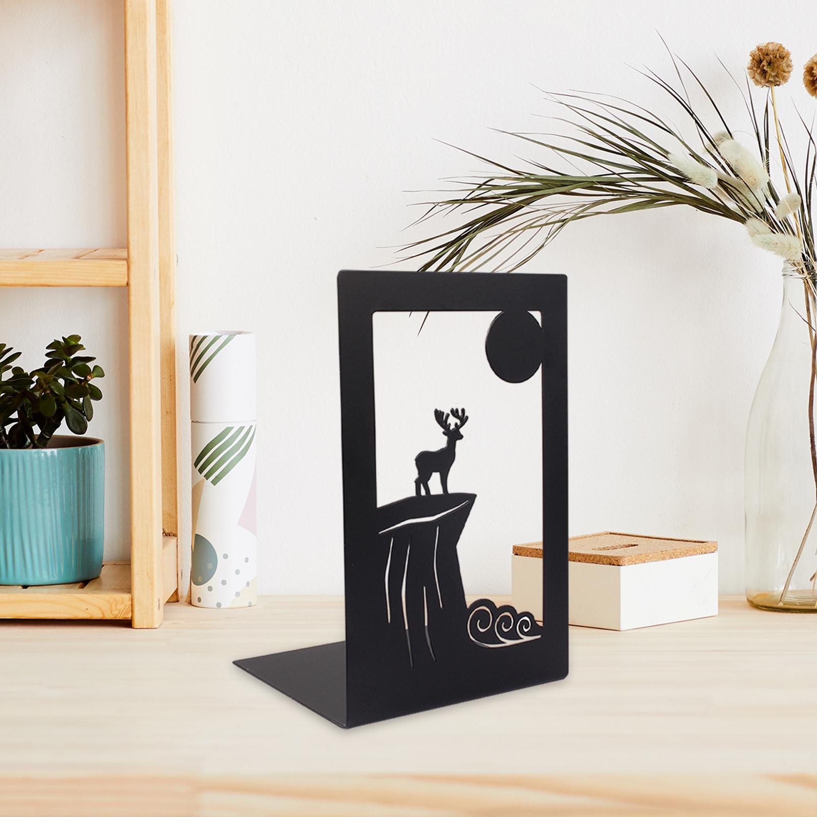 Decorative Bookends Book Shelf Holder Heavy Duty Anti Slip Book Stoppers Metal Book Ends for Shelves School Library Magazines