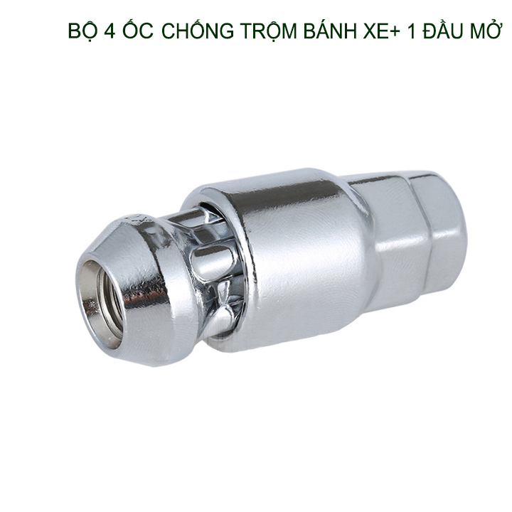 Combo 4 Đai ốc chống trộm bánh xe ôtô và 01 đầu khẩu mở, loại 12x1.5-12x1.25-14x1.5 tùy chọn