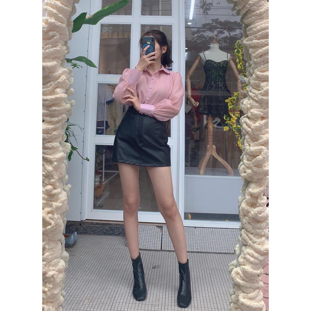 Sơ mi dài tay cổ sen nút ngọc