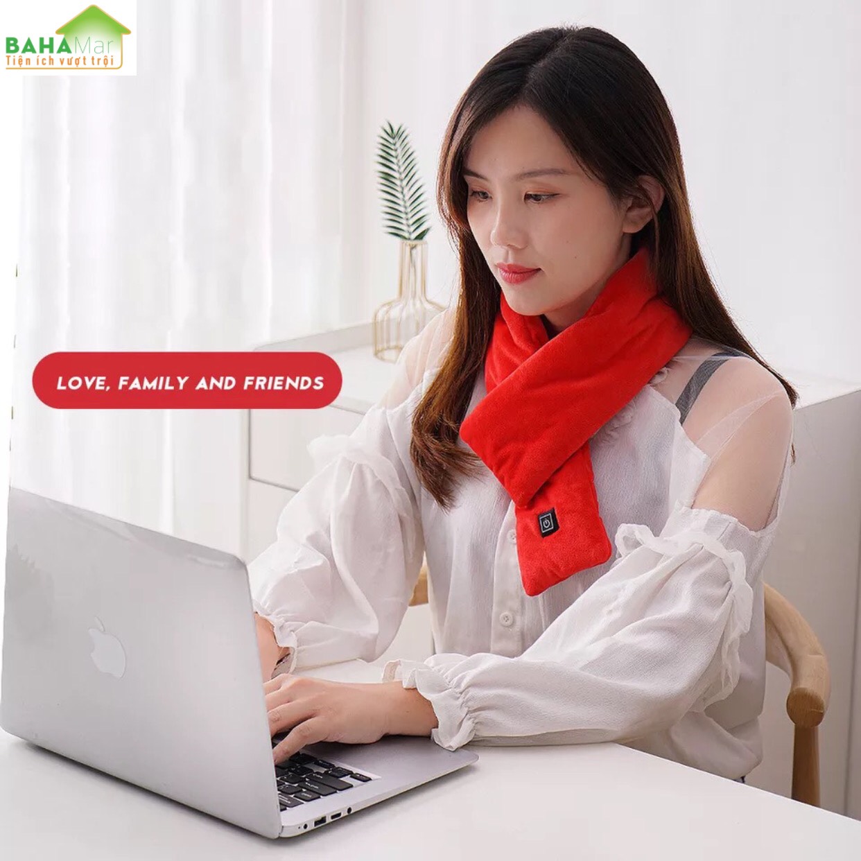 KHĂN QUÀNG CỔ THÔNG MINH LÀM NÓNG BẰNG NHIỆT "BAHAMAR" làm nóng giữ ấm cổ, cơ thể để giảm mệt mỏi. Có 3 chế độ làm nóng, kiểm soát nhiệt độ thông minh