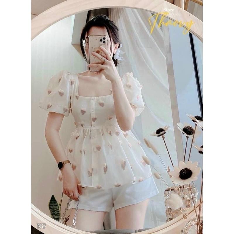 SET ÁO BABYDOLL HOA NỔI QUẦN ỐNG RỘNG (KÈM VIDEO HÌNH THẬT