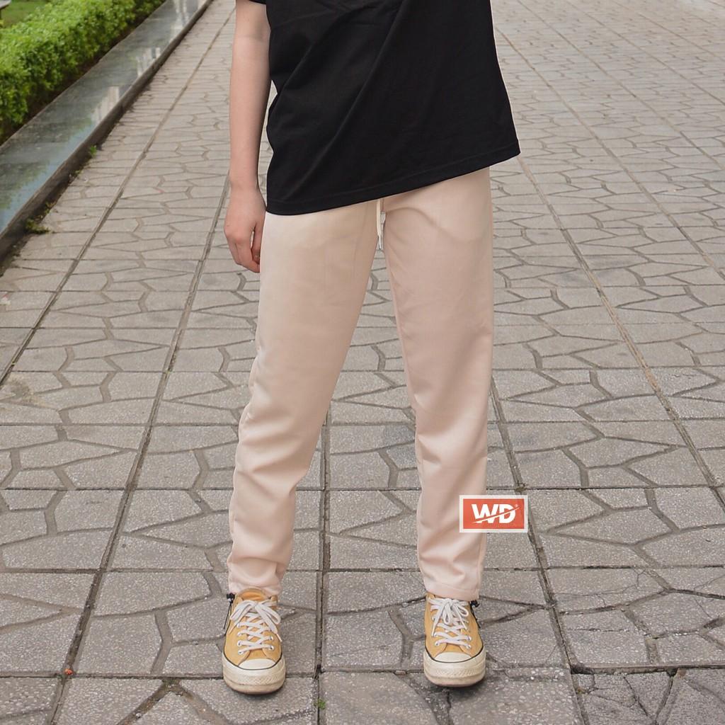 Quần nữ jogger nữ bo gấu, dây rút WADO trơn basic pant dáng suông chất poly cao cấp