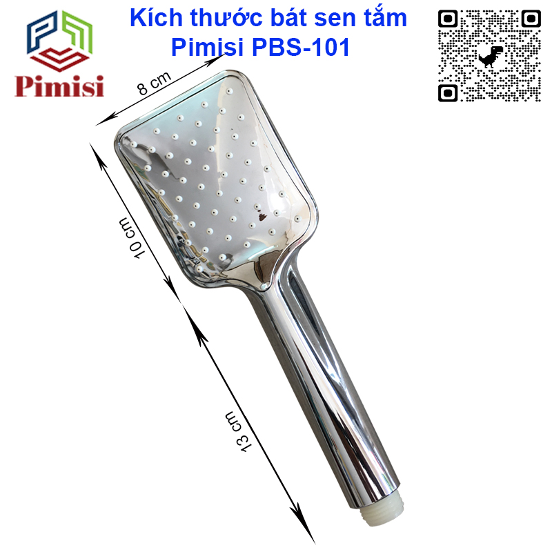 Bát sen tắm của vòi tắm hoa sen nóng lạnh Pimisi 1 chế độ với tay sen bằng nhựa cao cấp mạ xi Cr/Ni sáng bóng - đầu lỗ bát cao su massage tăng áp | Hàng chính hãng