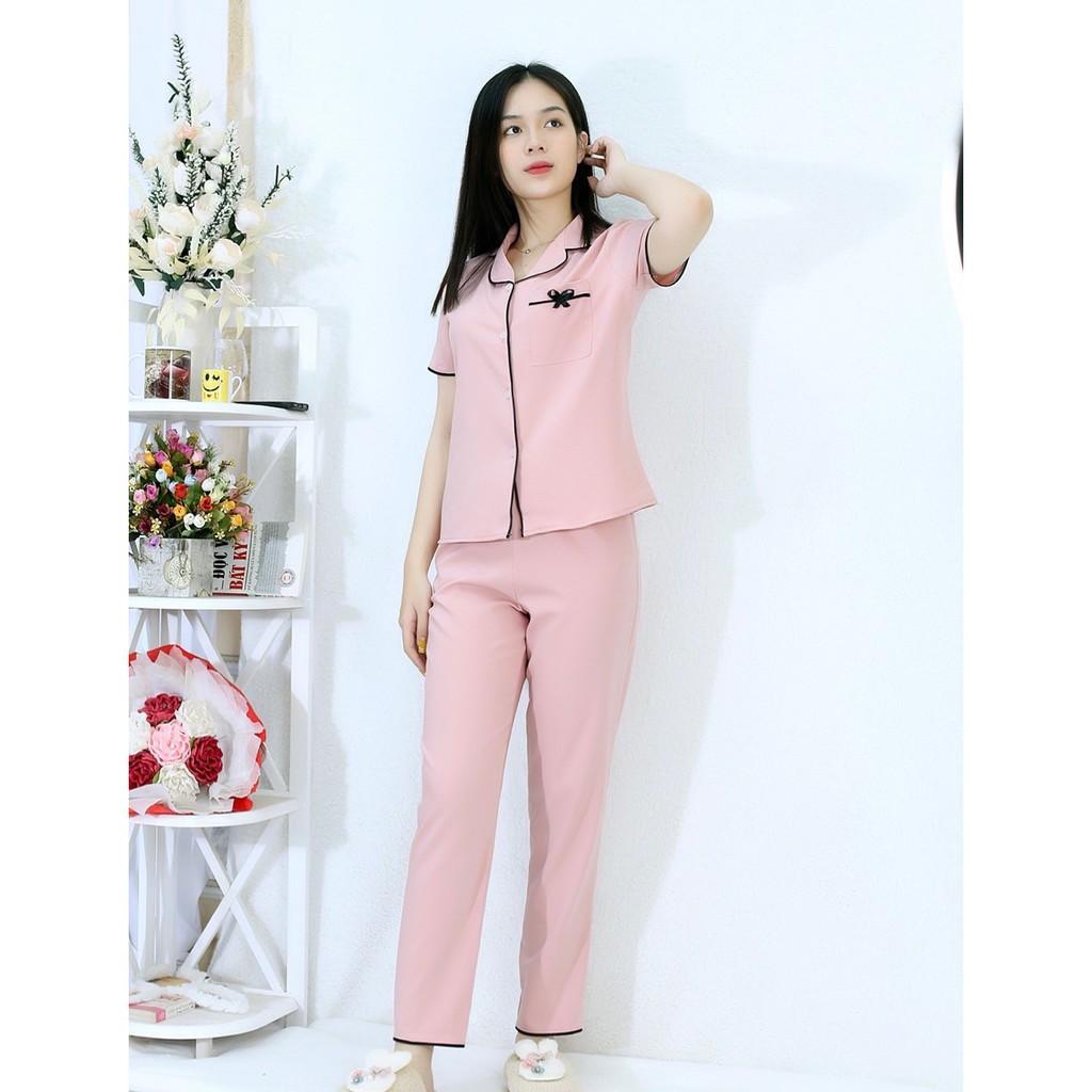 Bộ đồ bộ Pijama màu HỒNG tay ngắn quần dài siêu lụa - Thoải Mái Nhẹ Nhàng