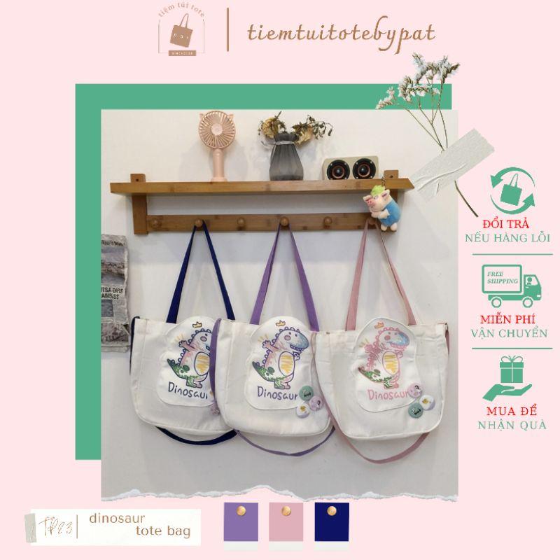 Túi đeo chéo size to vải canvas in Dinosaur TP23 | tiemtuitotebypat