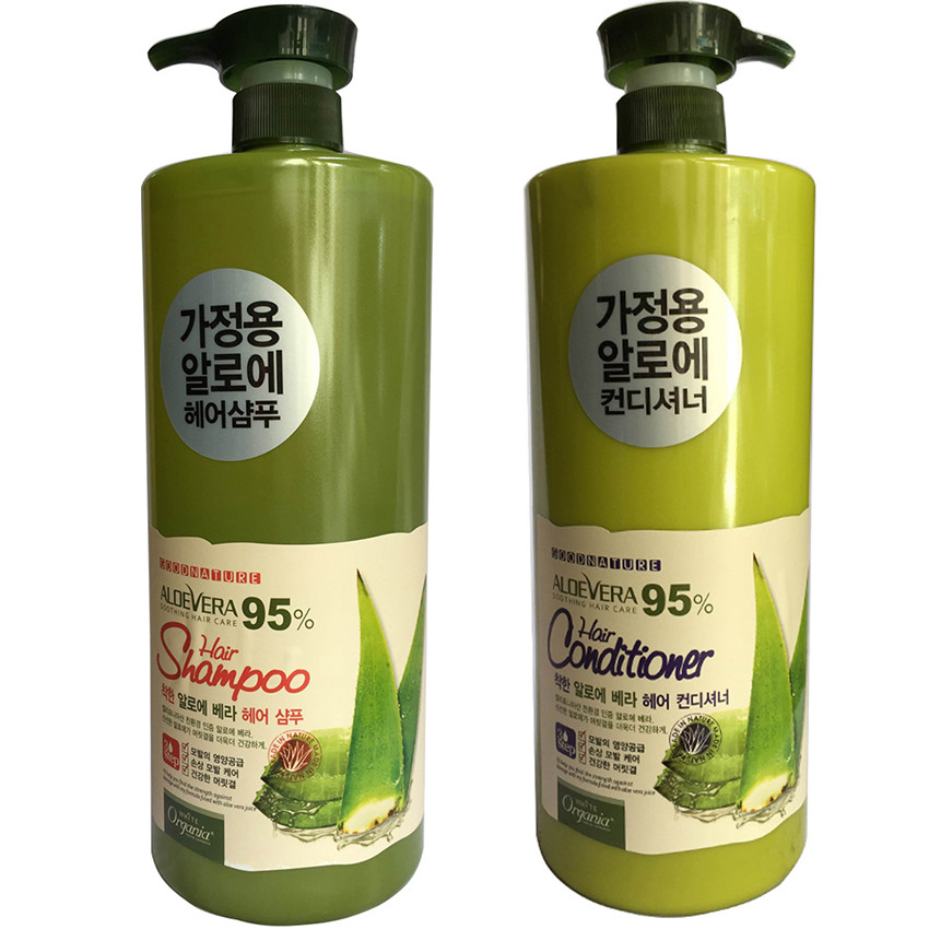 Combo Dầu gội và Dầu xả Siêu mượt dành cho tóc hư tổn Organia WHITE GOOD NATURE ALOE VERA 1500ml