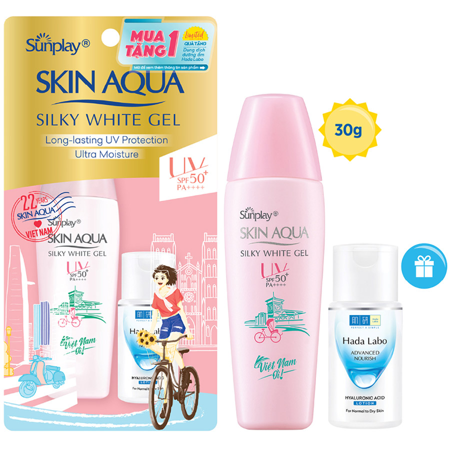 Gel chống nắng dưỡng da trắng mịn Sunplay Skin Aqua Silky White Gel Limited Edition SPF 50+ PA++++ (30g)