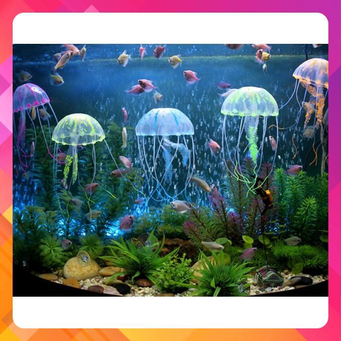 Sứa Silicone Trang Trí Trong Suốt Phát Sáng Chuyên Trang Trí Bể Cá