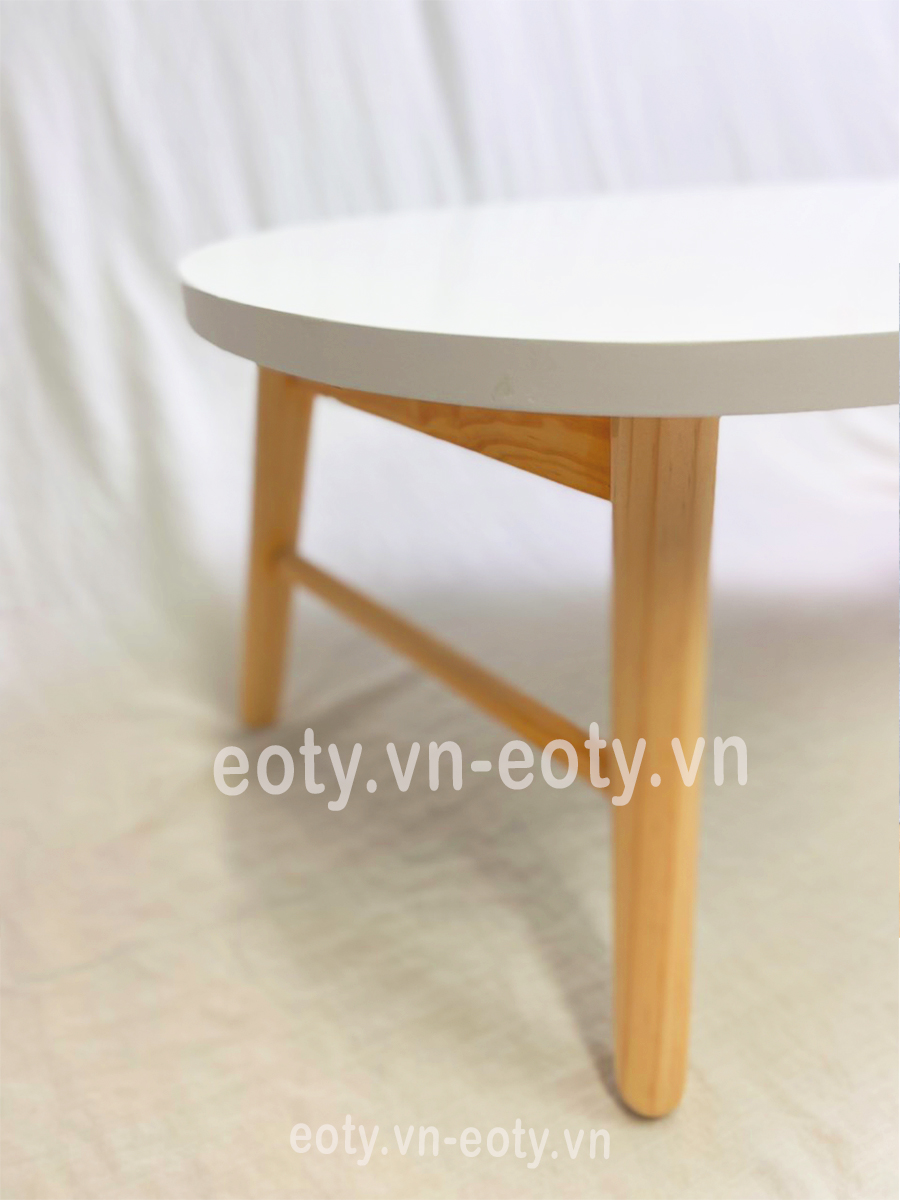 Bàn trà hạt đậu chân gỗ 90cm - Bàn học, bàn trà sofa ngồi bệt hạt đậu chân gỗ tự nhiên kiểu Hàn Eotygroup