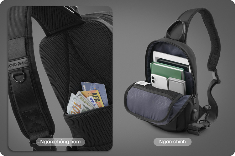 Túi Đeo Chéo KingBag KBG-103-1-BK- Black