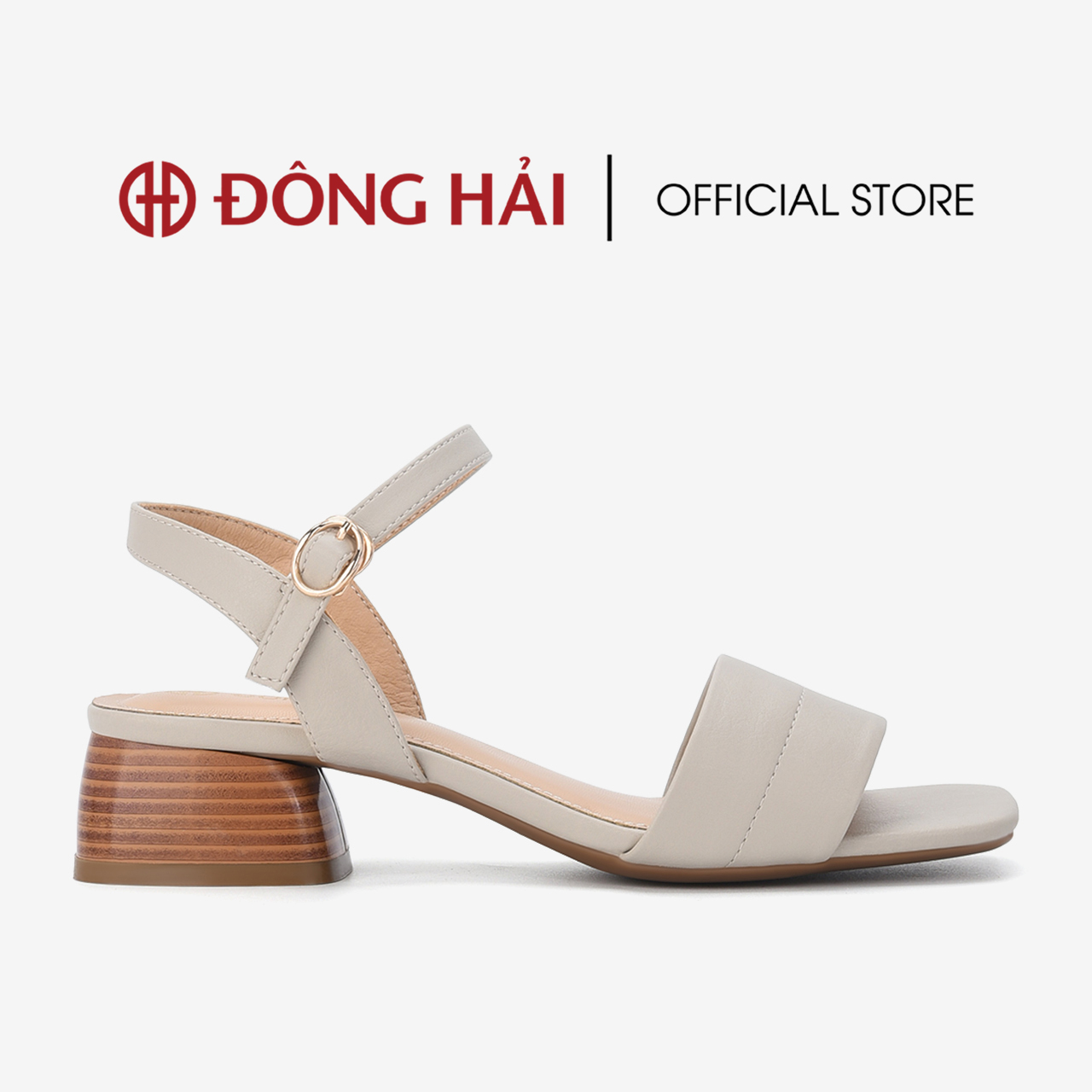 Giày Sandal cao gót nữ Đông Hải mũi vuông quai ngang bản to ôm chân gót vuông thời thượng cao 4cm - S7721