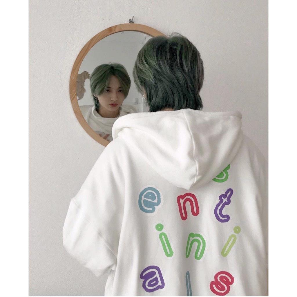 Áo khoác nỉ ️ Hoodie Dây Kéo SENTI Ulzzang form rộng Unisex bông 2 lớp trẻ trung - CRISPUS Đen &lt;58Kg