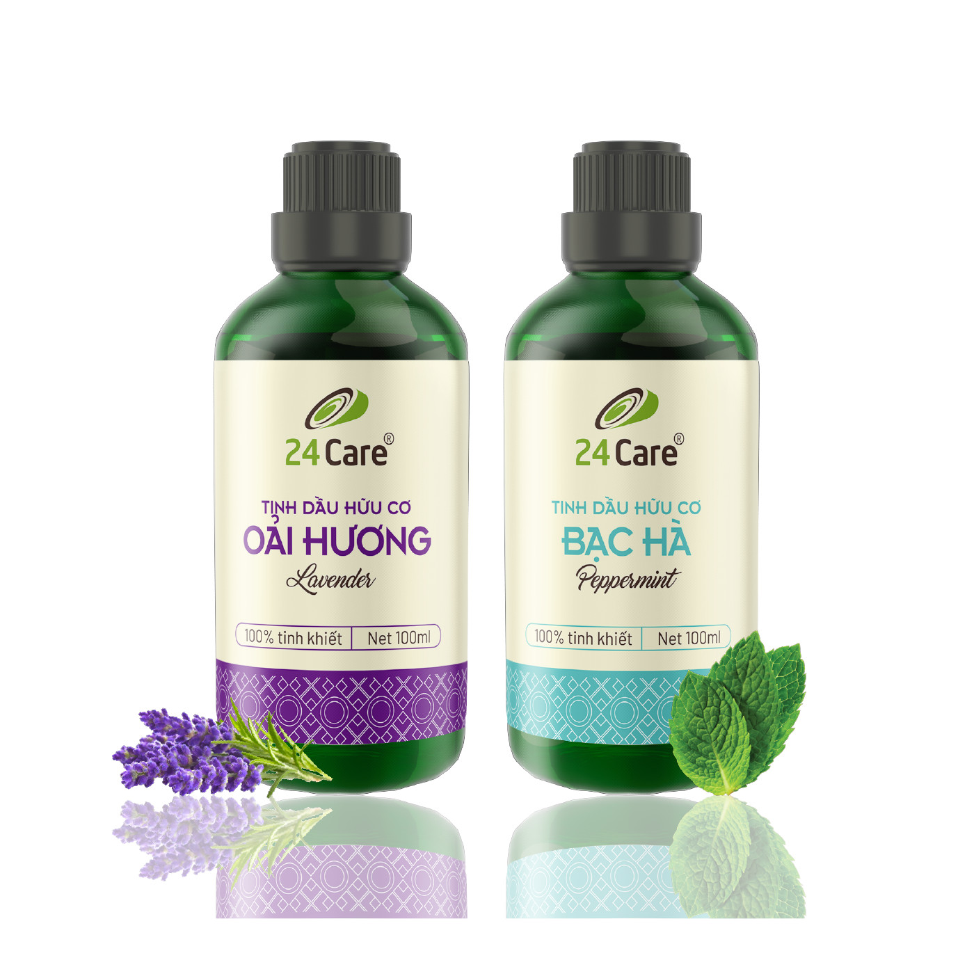 Combo 2 Tinh dầu Oải Hương + Bạc Hà 24Care 100ml/Chai