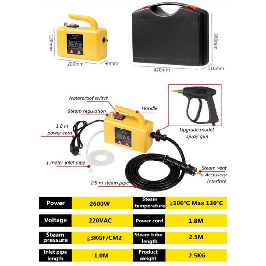 Máy Phun Xịt Rửa Hơi Nước Nóng 220V 2600W