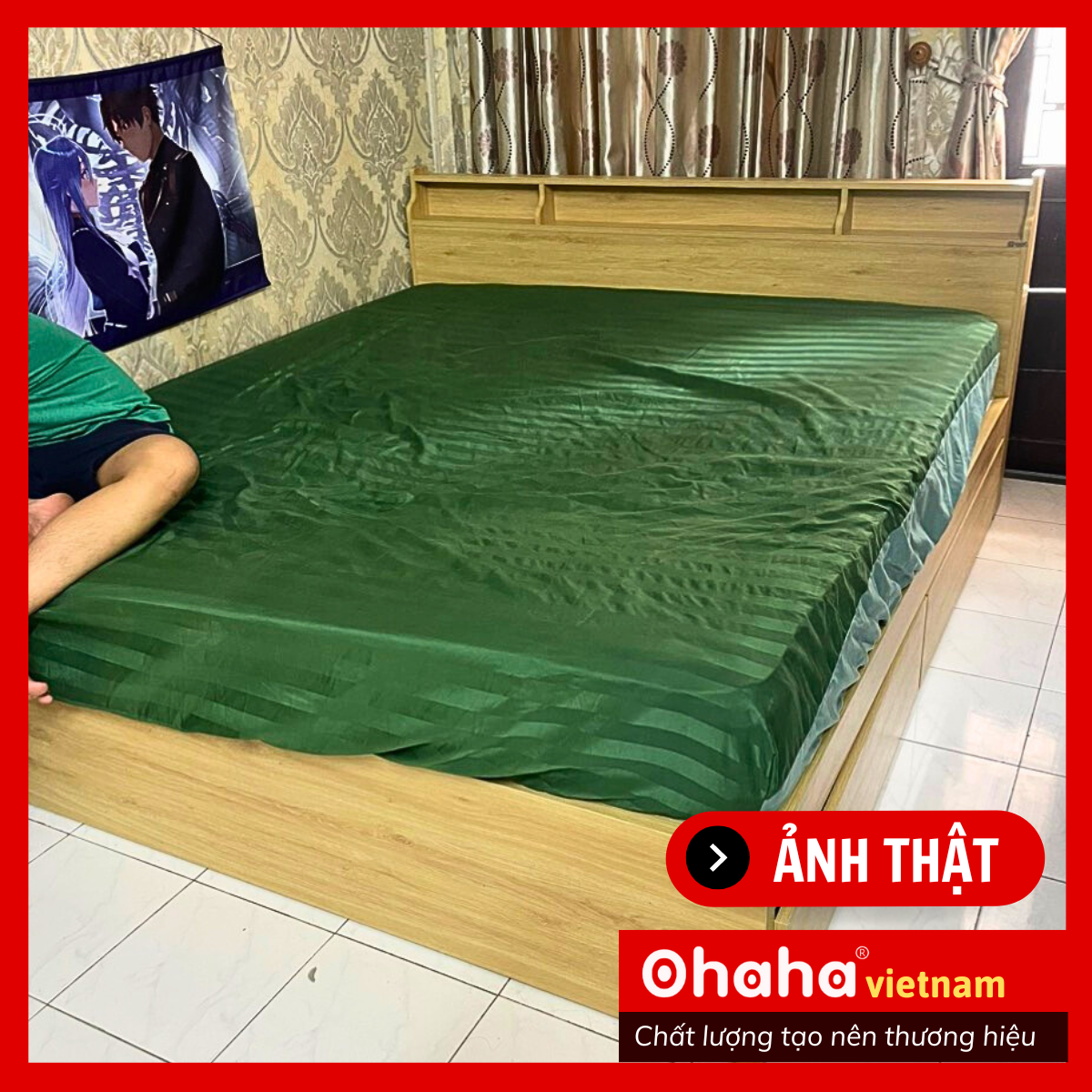 Giường ngủ gỗ Công Nghiệp Cao Cấp OHAHA chuẩn Nhật - Black Bed