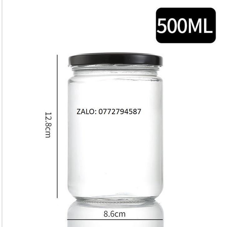 Hũ Thủy Tinh Trụ 500ml Nắp Thiết