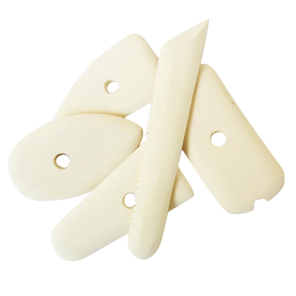 5pcs Wooden Pottery Ceramic Clay Sculpting Wax Carving Tools Modeling Kits