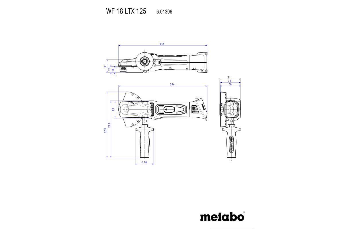 Máy Mài Góc Đầu Dẹt Không Dây Metabo WF 18 LTX 125 QUICK