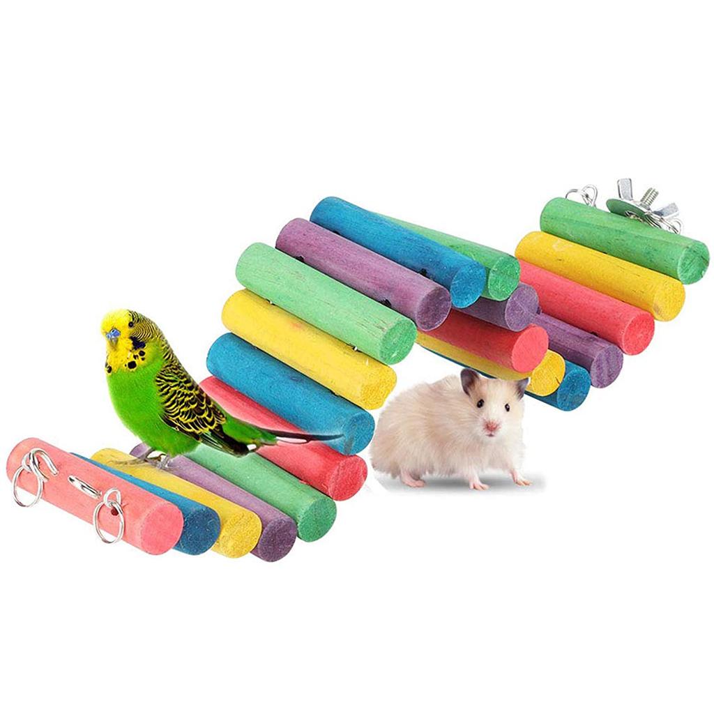Adjustable Pine Hamster Suspension Bridge Wooden Pet Ladder Mice Parrot Stand Swing Platform Cage Toy Squirrel Playing Rack