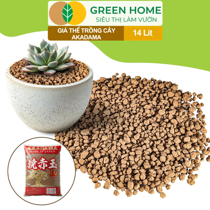 Đất Akadama GreenHome, Bao 14Lít (8-9Kg), (Loại Cứng) Giá Thể Bonsai, Kiểng Lá, Phân Nền Thủy Sinh
