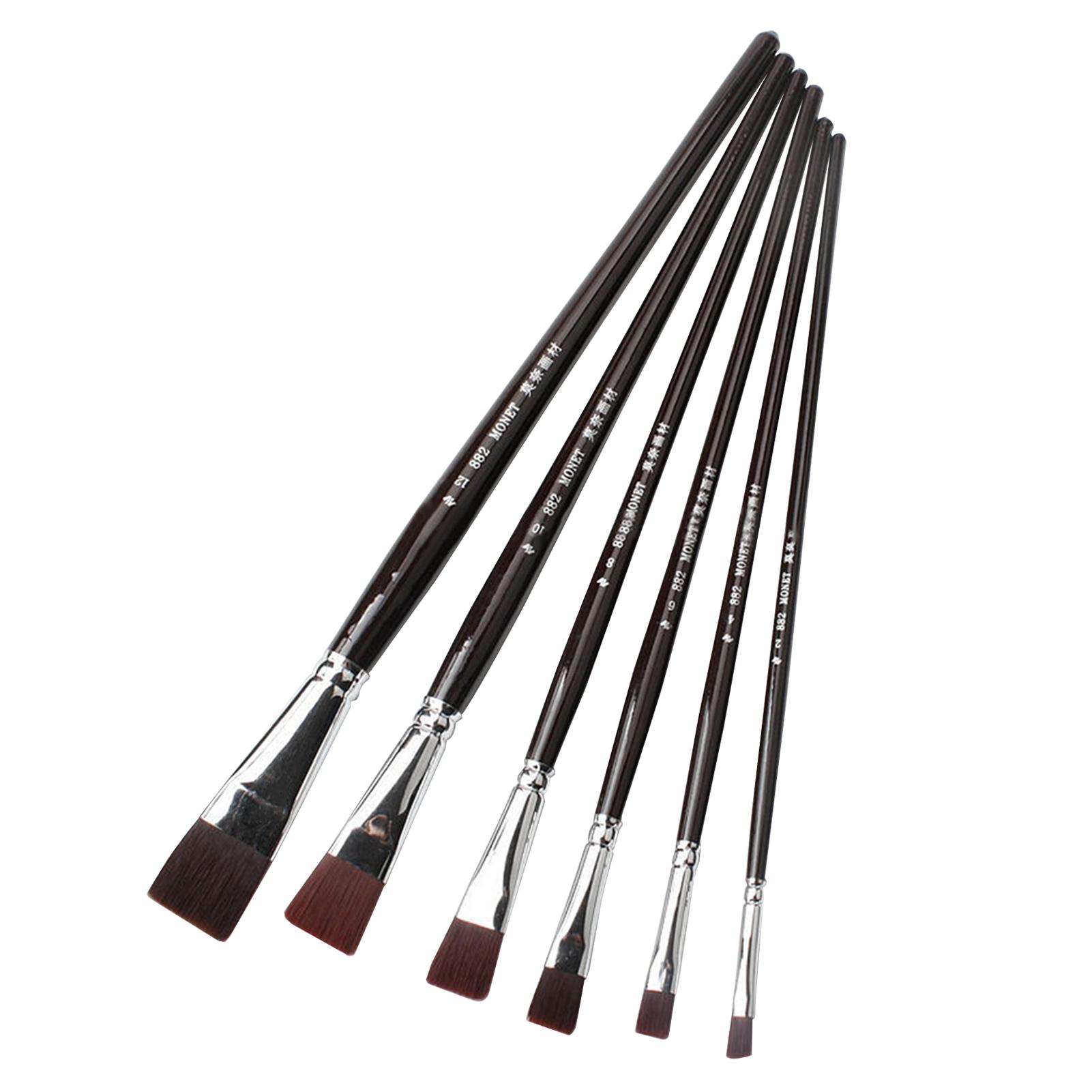 Bộ 6 cọ vẽ đầu phẳng chuyên nghiệp sơn dầu Acrylic cho nghệ thuật vẽ
