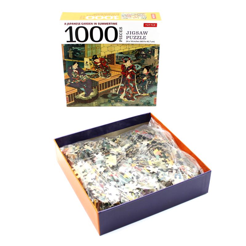 A Japanese Garden In Summertime - 1000 Piece Jigsaw Puzzle: A Scene From The Tale Of Genji, Woodblock Print (Finished Size 24 in x 18 in)