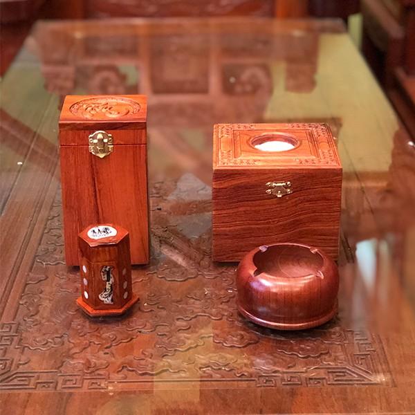 Combo bộ đồ gỗ gồm hộp giấy, hộp trà, tăm, gạt tàn giá tại xưởng