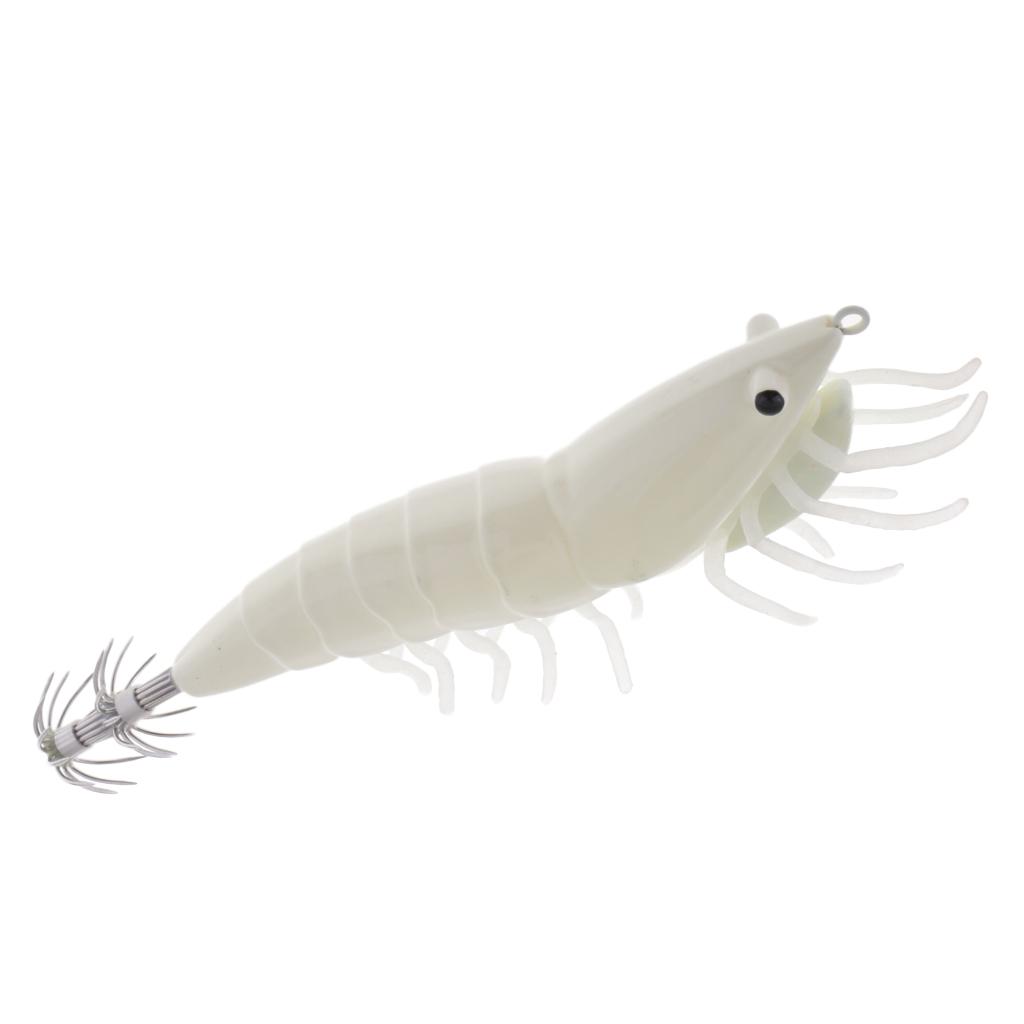 Squid Jigs Hooks Shrimp Artificial Wood Shrimp Plastic White Fishing Lure