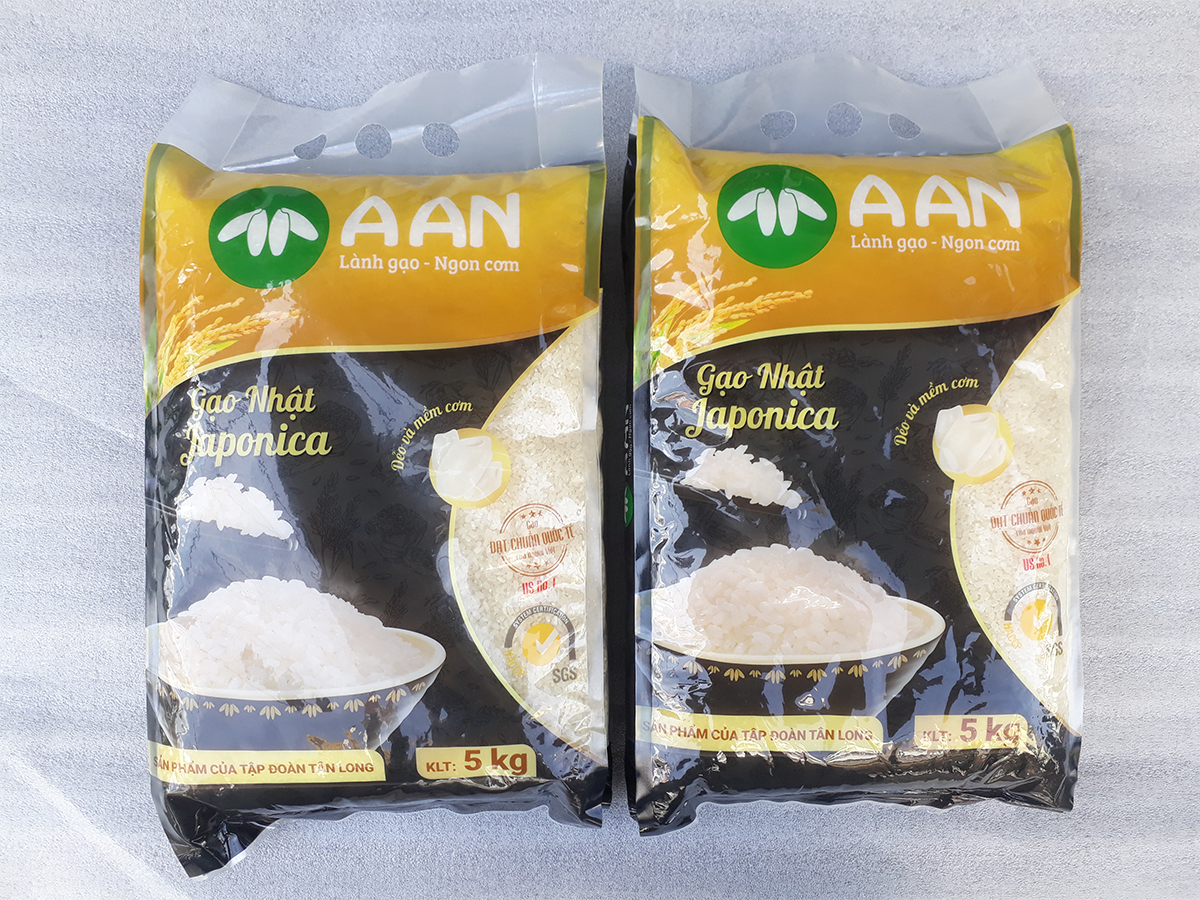 Gạo Nhật Japonica Túi 5Kg   - Hạt tròn, cơm ngọt, rất dẻo, hạt cơm kết dính
