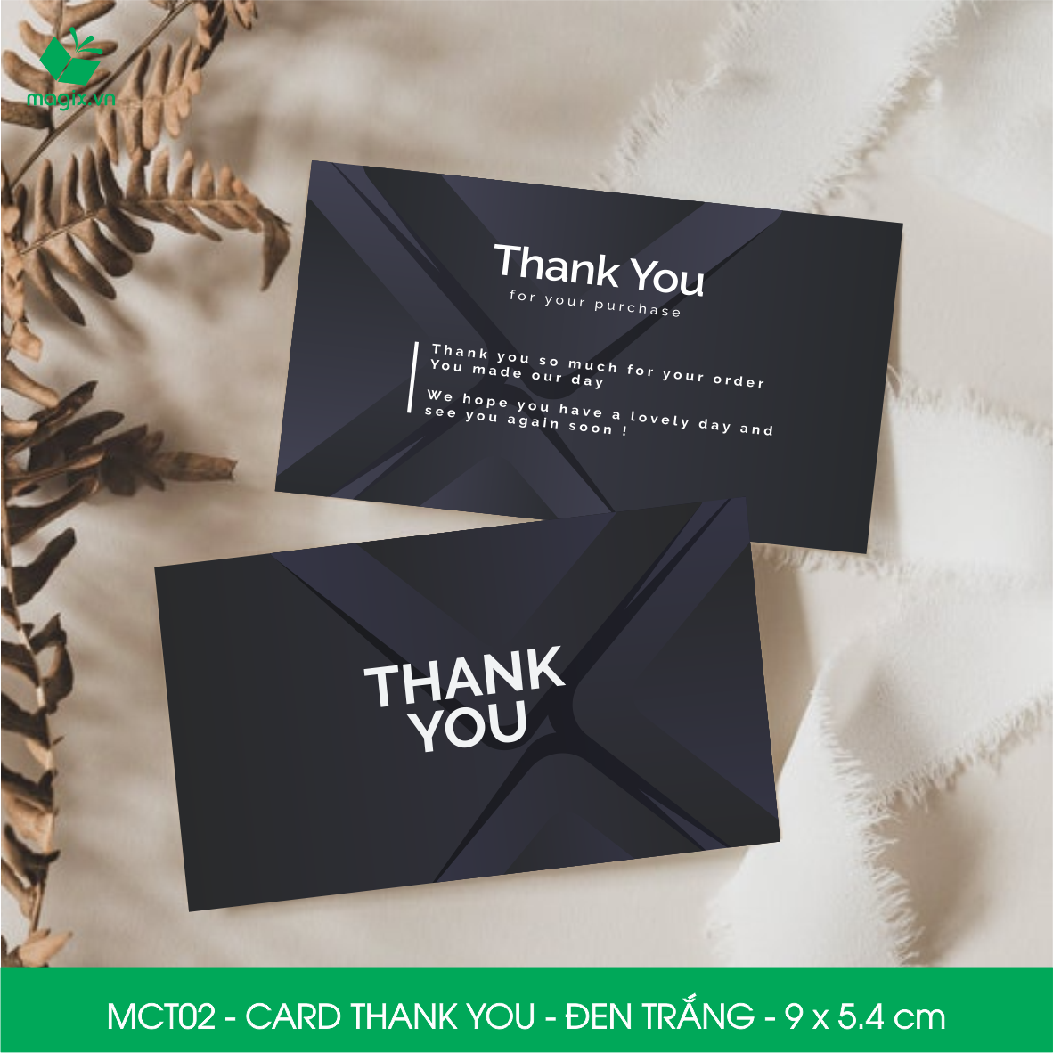 MCT02 - 9x5.4 cm - 1000 Card Thank you, Thiệp cảm ơn khách hàng, card cám ơn cứng cáp sang trọng