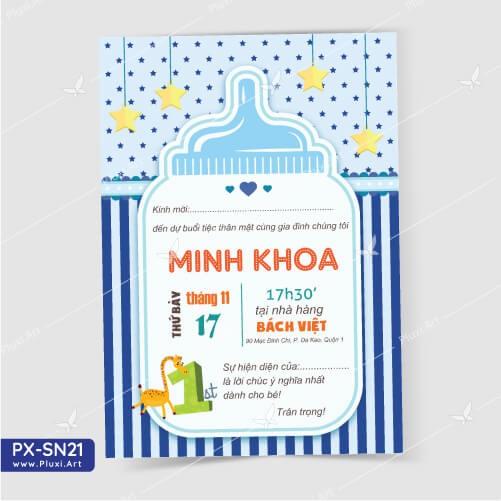 Thiệp thôi nôi – sinh nhật theo yêu cầu Pluxi